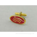 Unique Custom Red Round Cufflink , 2 Mm Thickness Imitation Gold Plating